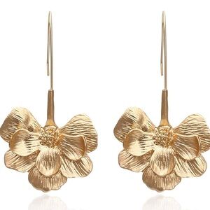 Gold Flower Drop Earrings